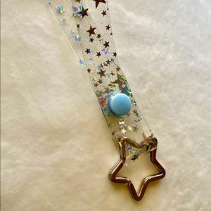 Holographic Star jelly key fob with baby blue pastel snap